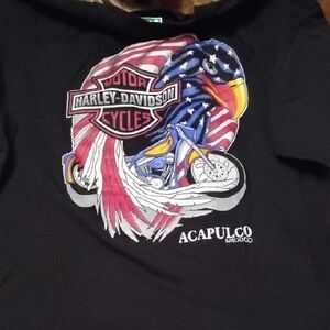 Harley-Davidson Adult Black Tee with Eagle Graphic Design